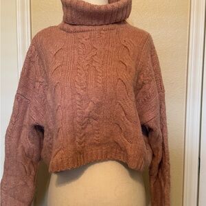 Love Tree Pink Cowl Neck Chunky Knit Sweater